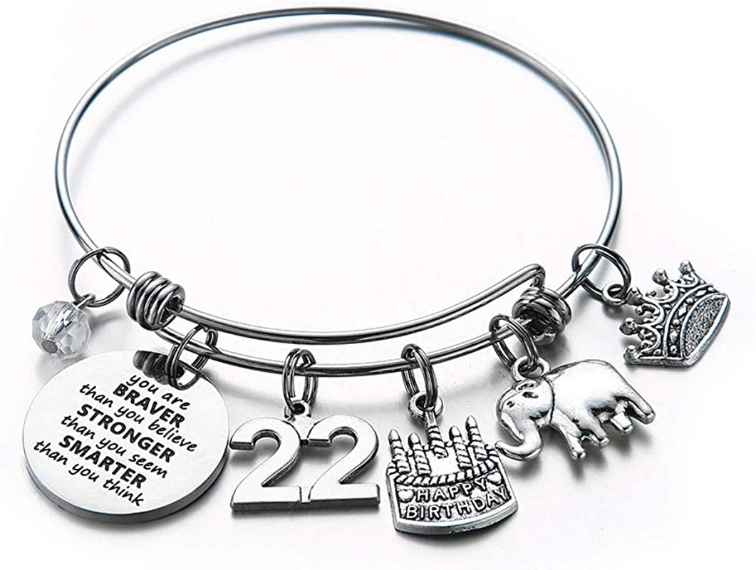 Birthday Gifts for Women Girls Bracelet, Expandable Charm Bracelets 5Th 6Th 7Th 8Th 9Th 10Th 20Th 30Th 40Th 50Th 60Th 70Th 80Th 90Th Birthday Gift for Friend, Mom, Daughter, Niece, Sister, Grandma Apparel & Accessories > Jewelry > Bracelets M MOOHAM 22nd  