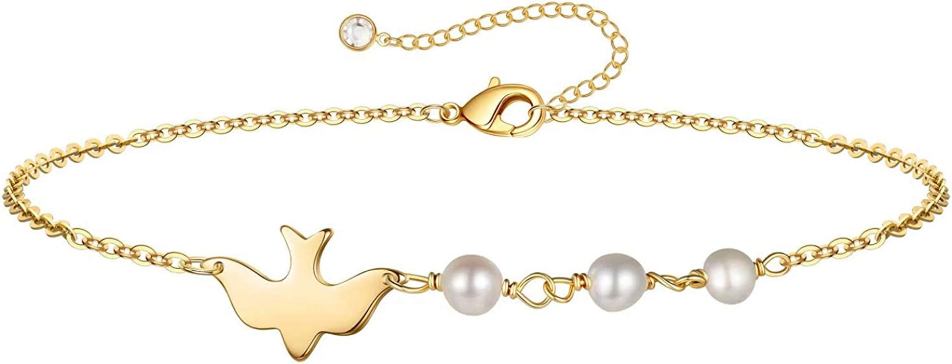Dainty Gold Bracelets for Women, 14K Gold Filled Adjustable Layered Bracelet Cute Evil Eye Oval Chain Pearl Bar Turtle Gold Bracelets for Women Jewelry Apparel & Accessories > Jewelry > Bracelets Turandoss Dove Pearls  