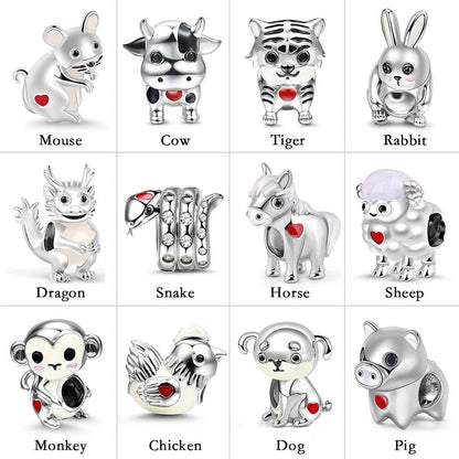GNOCE Animal Charm Bead Sterling Silver Zodiac Signs Charm Bead Fit Bracelet/Necklace Jewelry Gift for Women Mens Apparel & Accessories > Jewelry > Bracelets GNOCE   