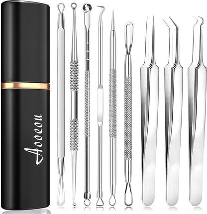 Pimple Popper Tool Kit Blackhead Tweezer, Aooeou Acne Removal Comedone Extractor Kit Pimple Tweezers for Pimples, Blackheads, Blemish, Whitehead, Zit Removing for Forehead Nose Facial Pore Health & Beauty > Personal Care > Cosmetics > Cosmetic Tools > Skin Care Tools Aooeou   