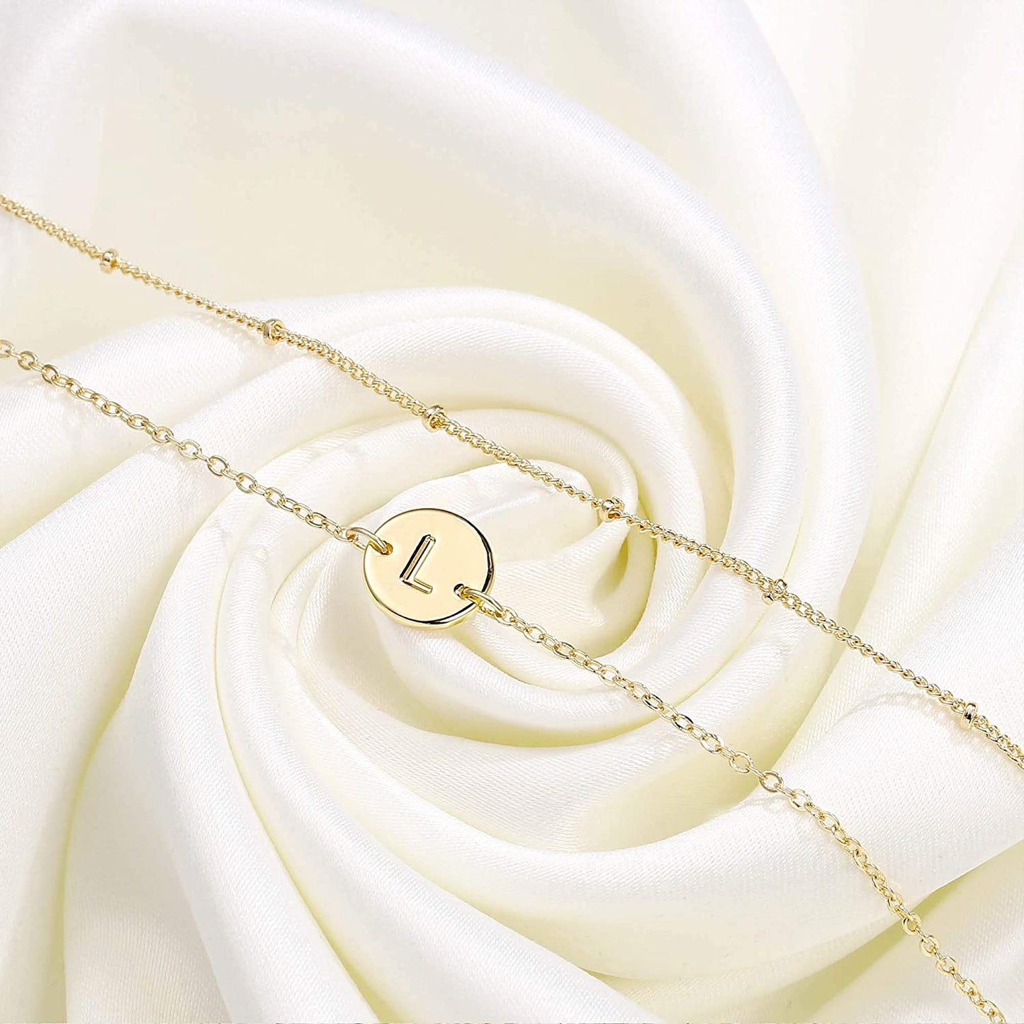 MONOZO Gold Initial Bracelets for Women, Dainty 14K Gold Filled Layered Beaded Letter Initial Bracelet Personalized 26 Alphabet Disc Monogram Charm Bracelet Jewelry Gifts for Girls Apparel & Accessories > Jewelry > Bracelets MONOZO   