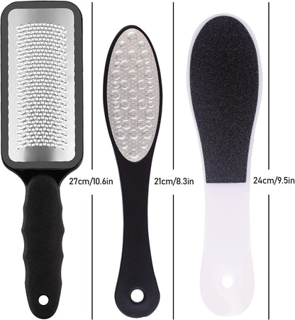 Stainless Foot Files Steel Pedicure and Dual Sided Foot File Hard Skin Remover Professional Foot Care Tool for Hard Skin and Dry Cracked Feet Scraper - 3Pcs/Set Health & Beauty > Personal Care > Foot Care xzwd   