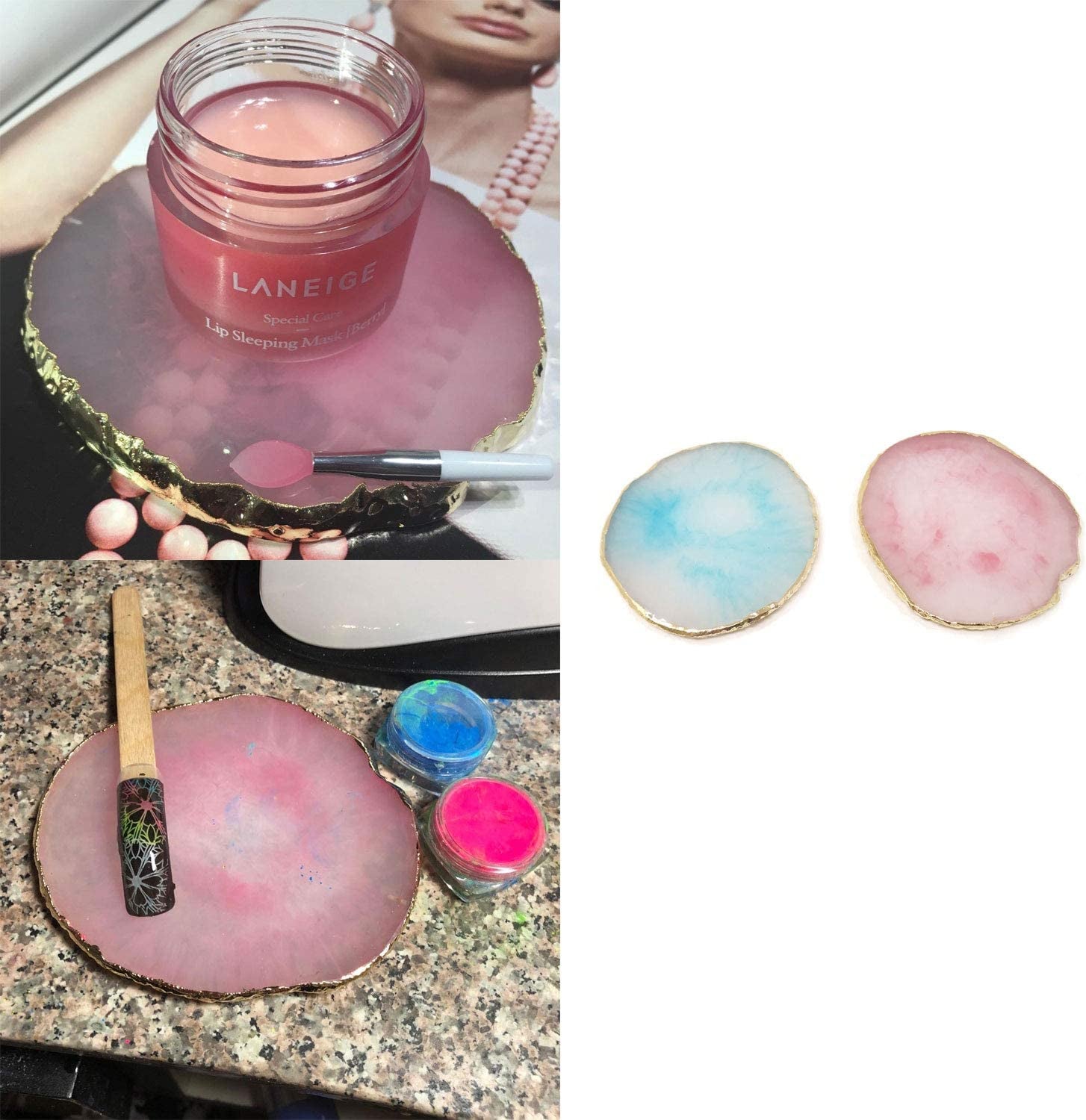 Honbay 2PCS Golden Edge Resin Nail Art Palettes Drawing Plates Manicure Display Tools for Women Health & Beauty > Personal Care > Cosmetics > Cosmetic Tools > Nail Tools HONBAY   