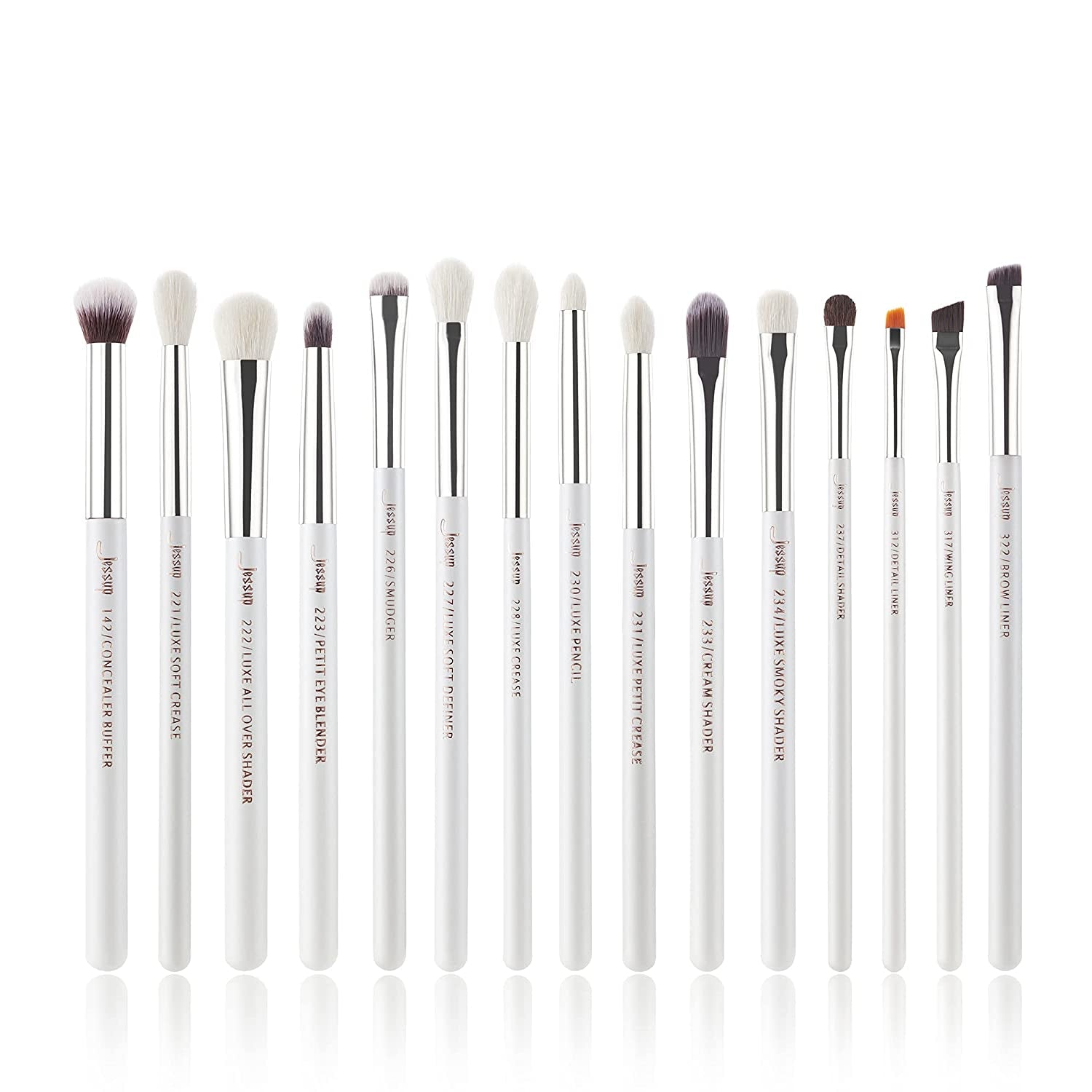 Jessup 15Pcs Professional Makeup Brushes Set Make up Brush Tools Kit Eye Liner Shader Wood Handle Natural-Synthetic Hair Brushes Pearl Black/Rose Gold T157 Health & Beauty > Personal Care > Cosmetics > Cosmetic Tools > Makeup Tools Jessup Pearl White/Silver  