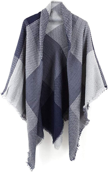 Neal LINK Women'S Plaid Scarf Blanket Wrap Warm Tartan Checked Shawl Tartan Scarves Pashmina Cape Apparel & Accessories > Clothing Accessories > Scarves & Shawls Neal LINK Dark Grey  