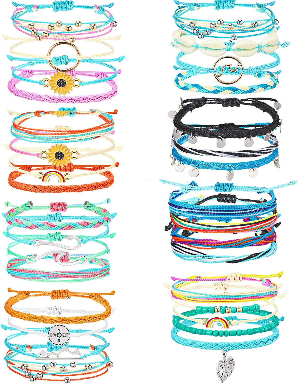 VSCO Bracelets 24 Pieces Braided Stretch Friendship Bracelets Stackable Bead Woven String Bracelets Adjustable Wave Rope Bracelets Friendship Jewelry for VSCO Girls Teen Women Apparel & Accessories > Jewelry > Bracelets WILLBOND Vibrant Style  