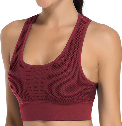 BHRIWRPY Soft Padded Sport Bras for Women - Everyday Cute Supportive for Yoga Running Workout Exercise Pack of 3