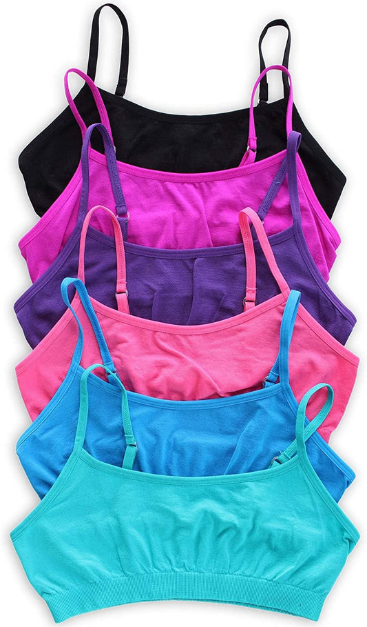 Big Girls 6 Pack Seamless Training Comfort Bras Jewel Tones / Large