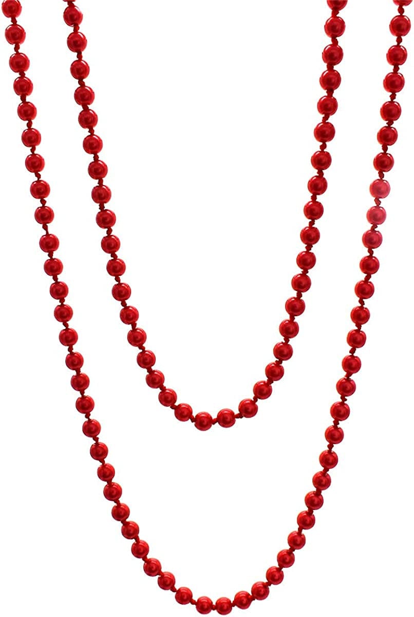 Big Pearl Necklace for Women Chunky Pearl Necklace and Earring Set Large Pearl Costume Necklace 1920S Pearl Necklace Faux Pearls Gatsby Accessories Red Pearl Necklace