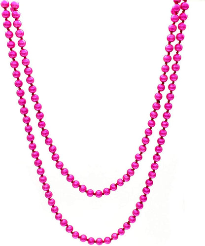 Big Pearl Necklace for Women Chunky Pearl Necklace and Earring Set Large Pearl Costume Necklace 1920S Pearl Necklace Faux Pearls Gatsby Accessories Fuchsia Pearl Necklace