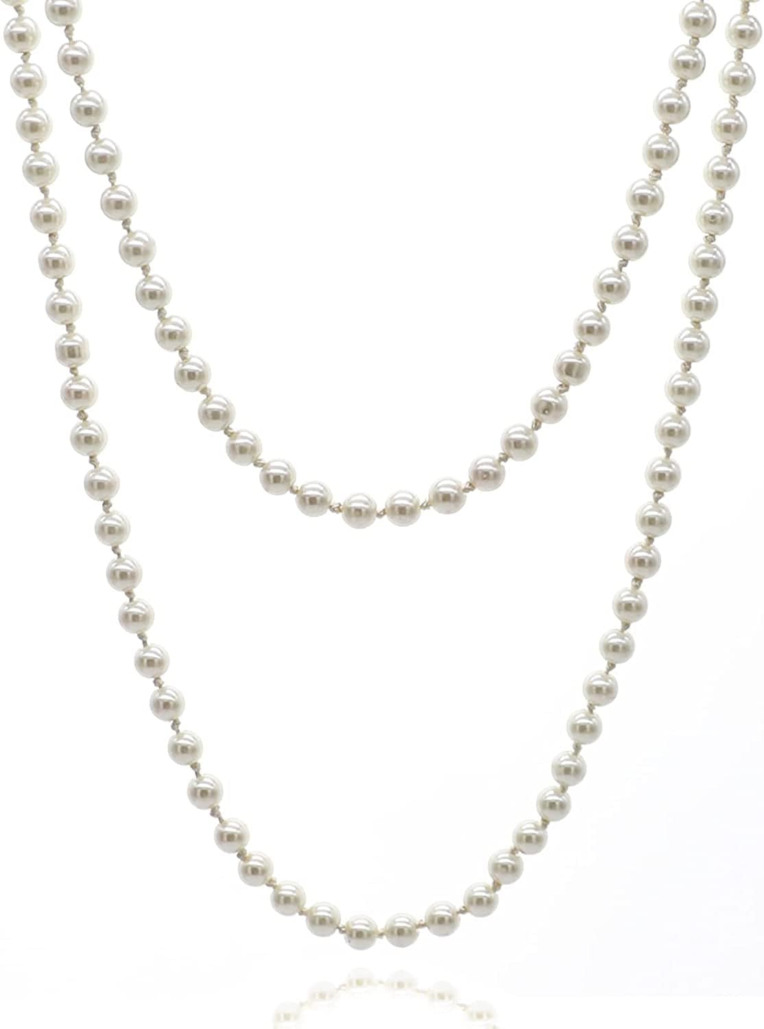Big Pearl Necklace for Women Chunky Pearl Necklace and Earring Set Large Pearl Costume Necklace 1920S Pearl Necklace Faux Pearls Gatsby Accessories White Pearl Necklace
