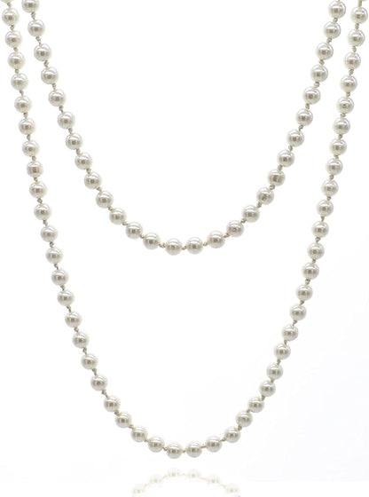 Big Pearl Necklace for Women Chunky Pearl Necklace and Earring Set Large Pearl Costume Necklace 1920S Pearl Necklace Faux Pearls Gatsby Accessories White Pearl Necklace