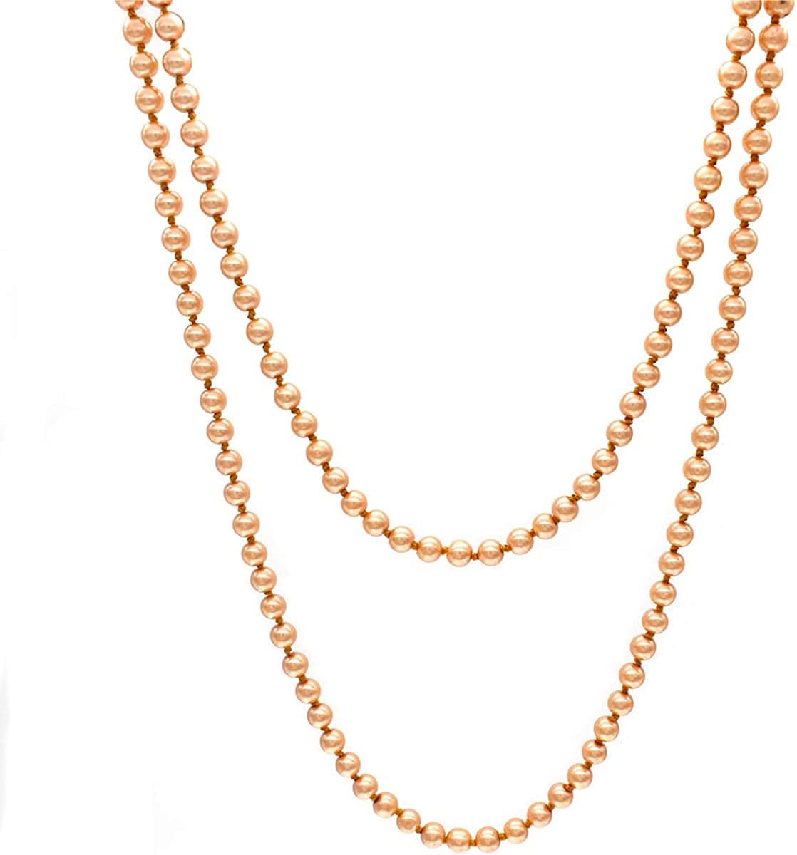 Big Pearl Necklace for Women Chunky Pearl Necklace and Earring Set Large Pearl Costume Necklace 1920S Pearl Necklace Faux Pearls Gatsby Accessories Champagne Pearl Necklace