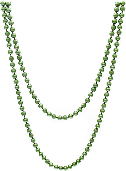 Big Pearl Necklace for Women Chunky Pearl Necklace and Earring Set Large Pearl Costume Necklace 1920S Pearl Necklace Faux Pearls Gatsby Accessories Green Pearl Necklace