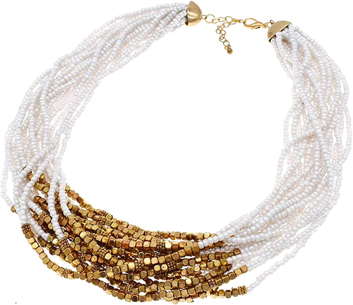 Big Pearl Necklace for Women Chunky Pearl Necklace and Earring Set Large Pearl Costume Necklace 1920S Pearl Necklace Faux Pearls Gatsby Accessories white beaded necklace