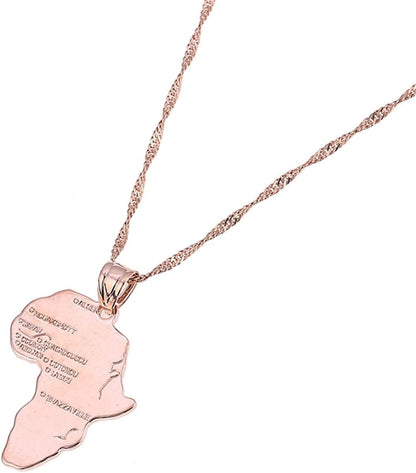 Big Size Crystal Africa Map Pendant Necklace Women Girl 24K Gold Plated African Map Hiphop Item Rose Pendant