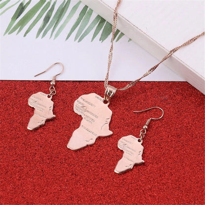 Big Size Crystal Africa Map Pendant Necklace Women Girl 24K Gold Plated African Map Hiphop Item
