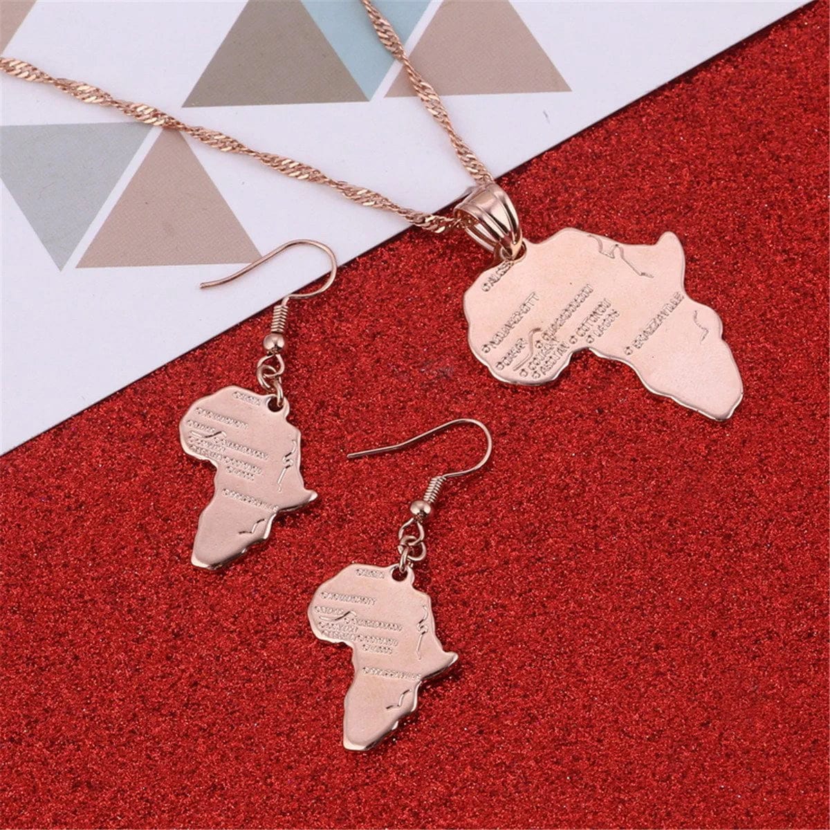 Big Size Crystal Africa Map Pendant Necklace Women Girl 24K Gold Plated African Map Hiphop Item