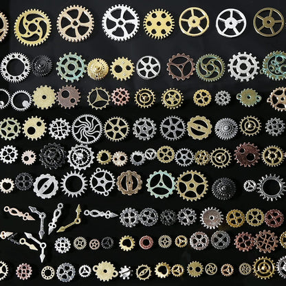 Bigotters 200 Gram Antique Steampunk Gear,Mix Steampunk Wheel Alloy Gear Pendants Charms for Crafting Jewelry Making