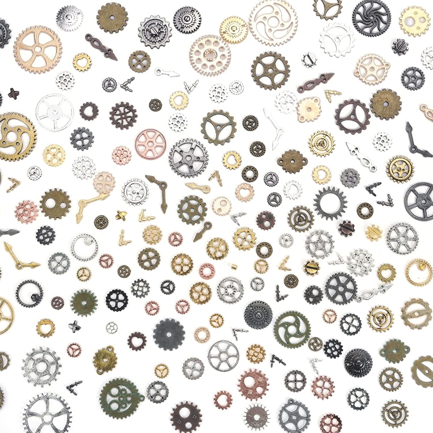 Bigotters 200 Gram Antique Steampunk Gear,Mix Steampunk Wheel Alloy Gear Pendants Charms for Crafting Jewelry Making