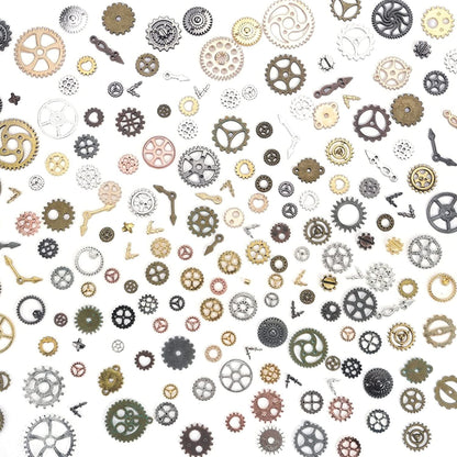Bigotters 200 Gram Antique Steampunk Gear,Mix Steampunk Wheel Alloy Gear Pendants Charms for Crafting Jewelry Making