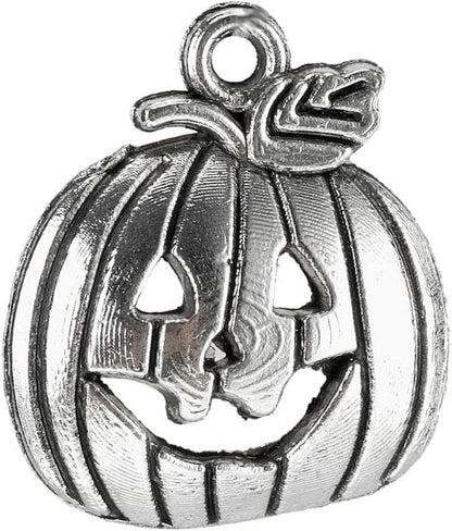 Binaryabc Halloween Pumpkin Charm Pendant,For Crafting Jewelry Making Accessory 50Pcs (Antique Silver)