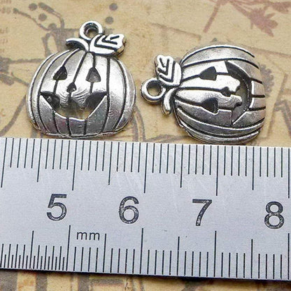 Binaryabc Halloween Pumpkin Charm Pendant,For Crafting Jewelry Making Accessory 50Pcs (Antique Silver)