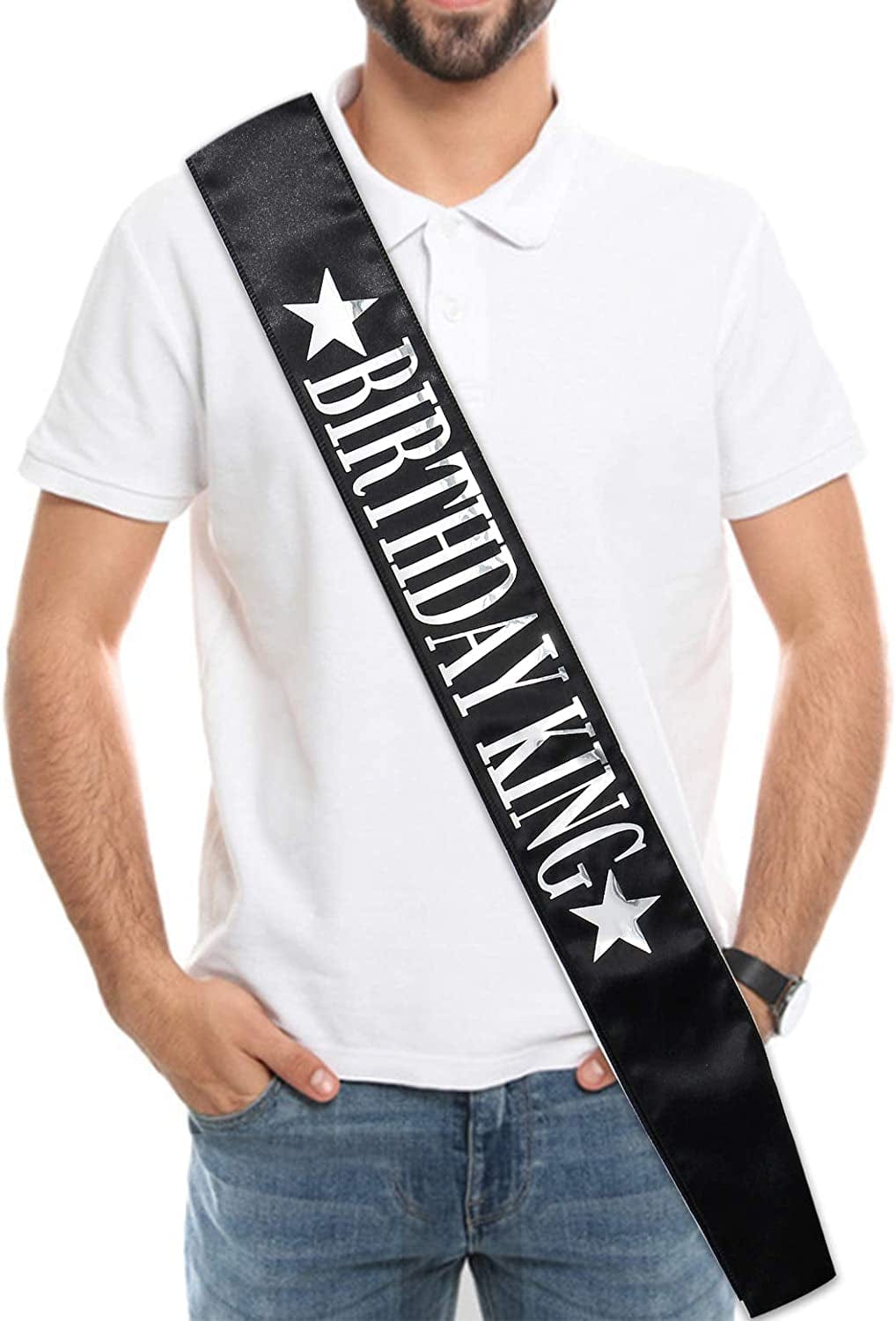 Birthday King Sash and King'S Crown, Birthday Gifts for Men'S Birthday Party Decoration （Black） Apparel & Accessories > Clothing Accessories > Sashes ANWNK   