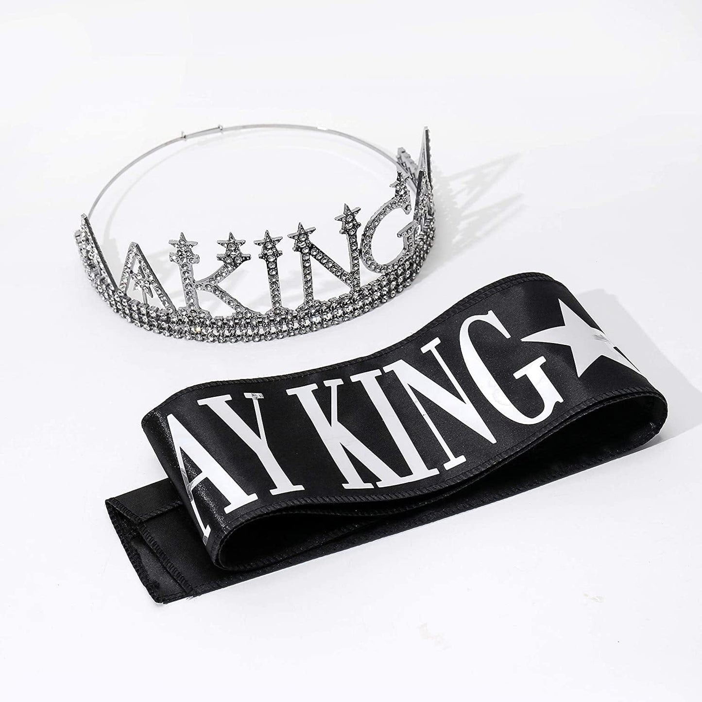Birthday King Sash and King'S Crown, Birthday Gifts for Men'S Birthday Party Decoration （Black） Apparel & Accessories > Clothing Accessories > Sashes ANWNK   