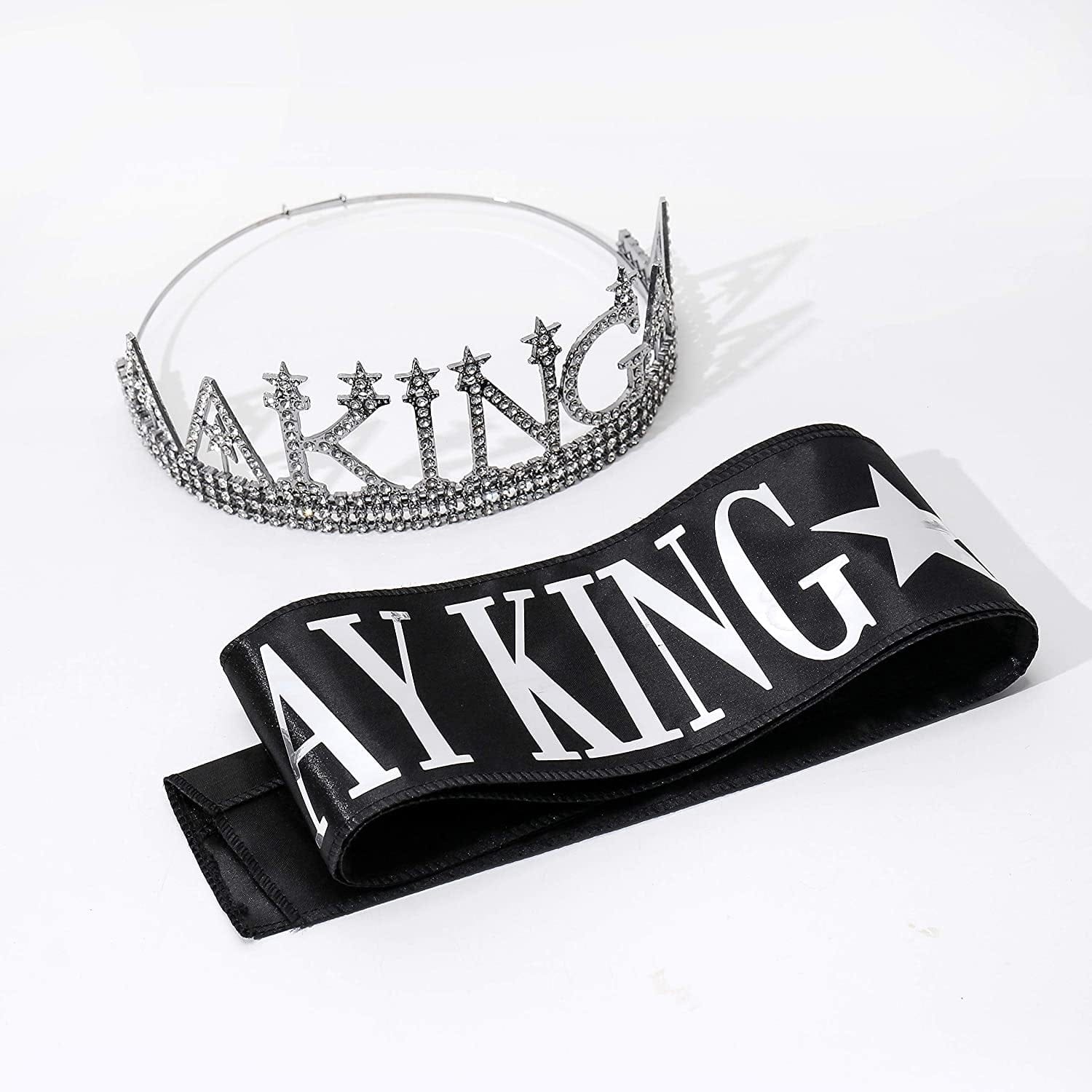 Birthday King Sash and King'S Crown, Birthday Gifts for Men'S Birthday Party Decoration （Black） Apparel & Accessories > Clothing Accessories > Sashes ANWNK   