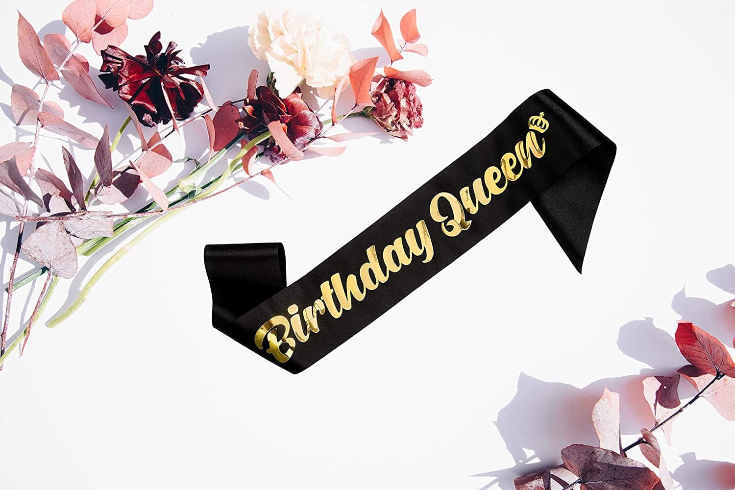 'Birthday Queen' Sash for Women and Girls,Gold Foil Soft Satin Black Sash,Sweet Happy Princess Party Decorations Gift,21St,30Th,40Th,50Th or Any Other Birthday Party Supplies Apparel & Accessories > Clothing Accessories > Sashes MGJSRNH   