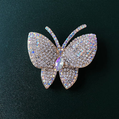Black Butterfly Rhinestone Brooch Pin for Women Girl Men Exaggerated AB Crystal Cluster Fashion Cartoon Animal Lapel Pins Dress Accessories Unisex Delicacy Birthday Christmas Party Jewelry Gift