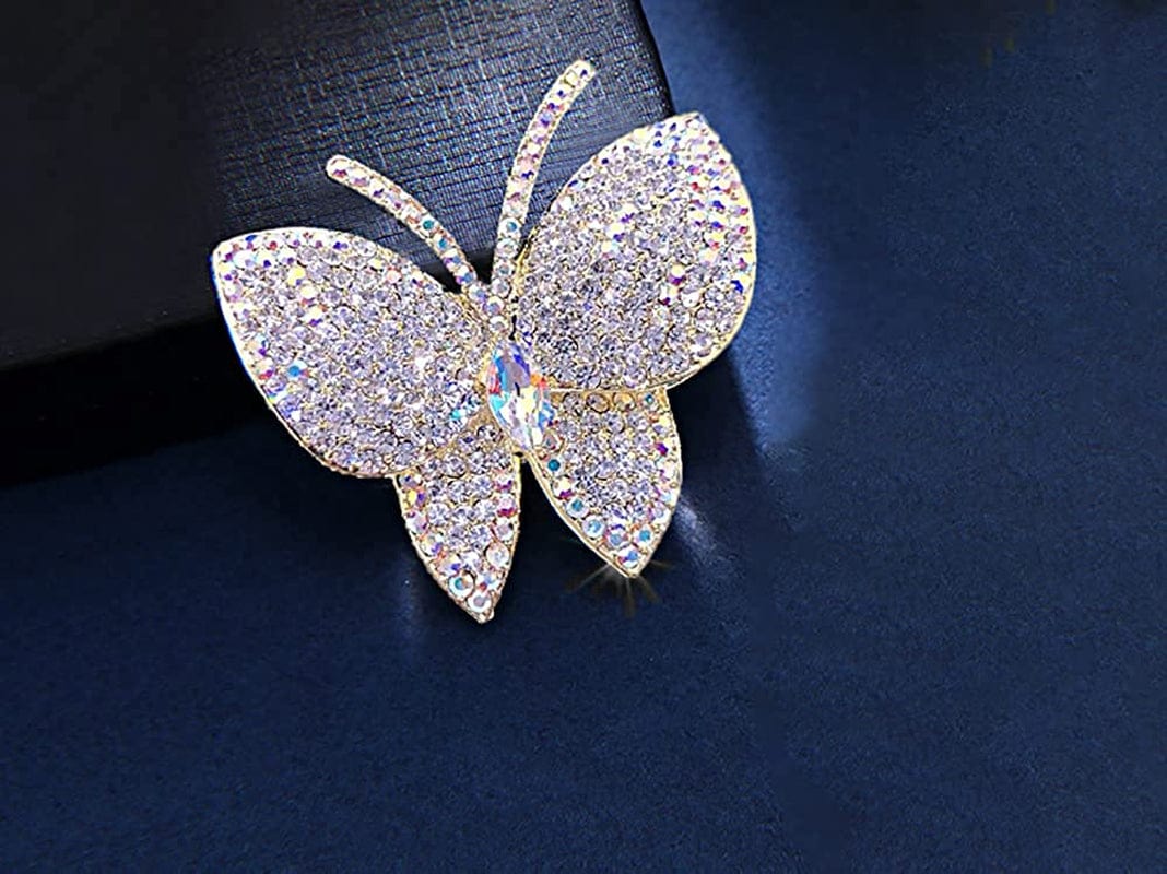 Black Butterfly Rhinestone Brooch Pin for Women Girl Men Exaggerated AB Crystal Cluster Fashion Cartoon Animal Lapel Pins Dress Accessories Unisex Delicacy Birthday Christmas Party Jewelry Gift