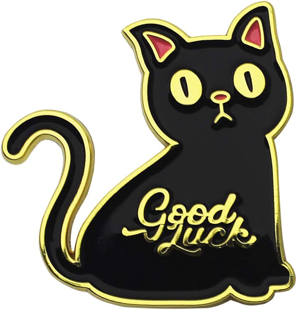 Black Cat Enamel Lapel Pin Funny Cute Cat Enamel Pins for Backpacks Hat Bags Chrismas Birthday Gift Good luck