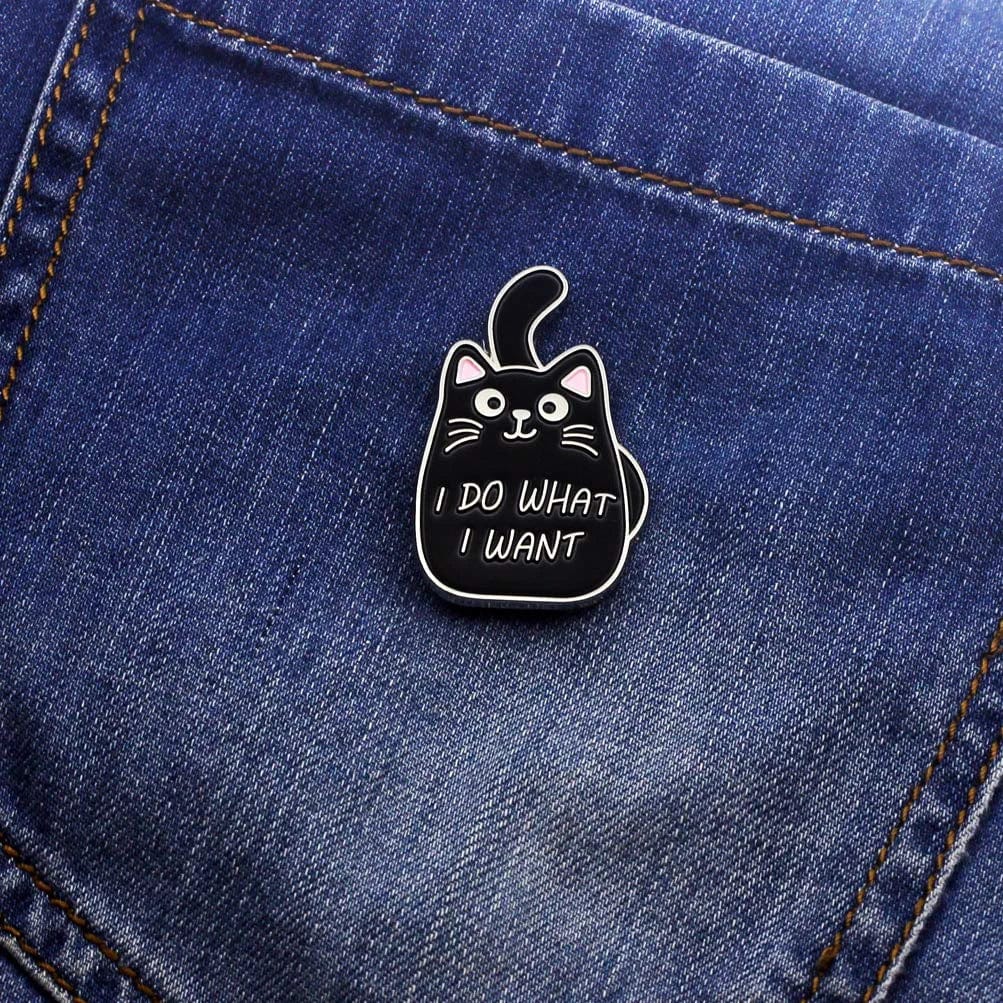 Black Cat Enamel Lapel Pin Funny Cute Cat Enamel Pins for Backpacks Hat Bags Chrismas Birthday Gift