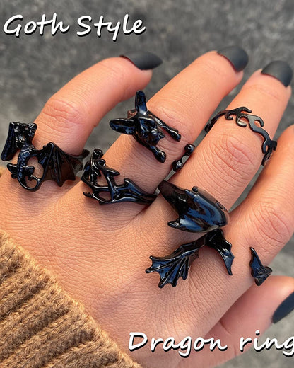 Black Gothic Vintage Rings Set - 20-30 PCS Cool Punk Snake Claw Rings Set, Y2K Snake Claw Rings, Open Butterfly Star Stacking Ring Jewelry , Gift for Men Women Girls Boys