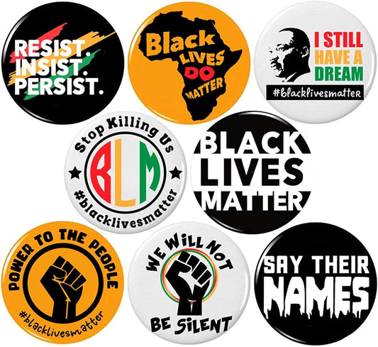 BLACK LIVES MATTER 8 PCS 1.25” (32Mm) Pinback Buttons Badges Pins, Raised Fist Enamel Lapel Pin for Jackets, Backpacks, Bags