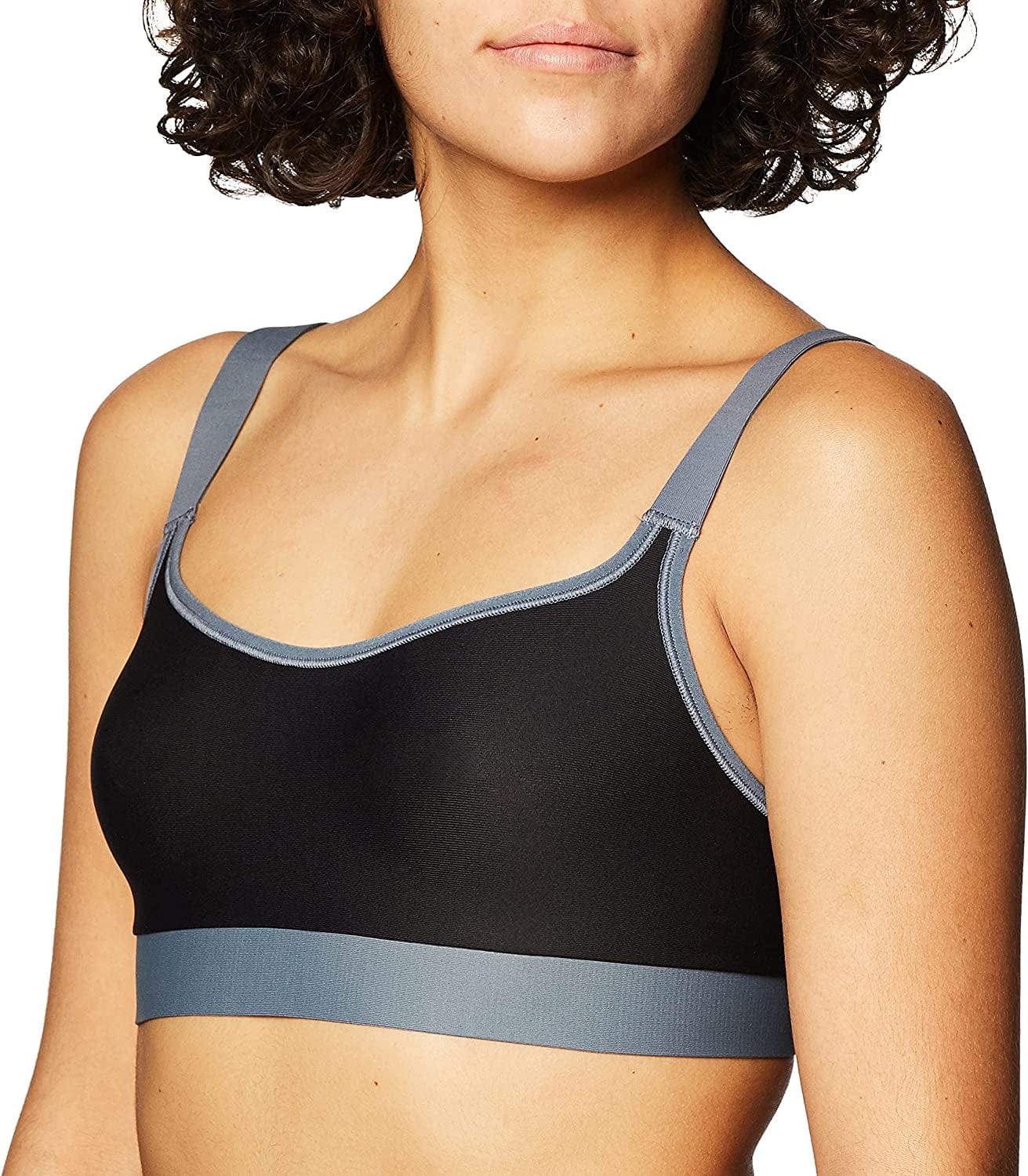 Black Sports Bra, Reversible Wireless Bra, Moisture-Wicking, Smoothtec Wirefree