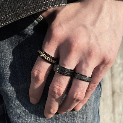Black Stainless Steel Rings for Men, Fashion Wedding Promise Male Band Rings Set, Simple Cool Spinner Anxiety Rings Pack for Men Women Size 6-11.
