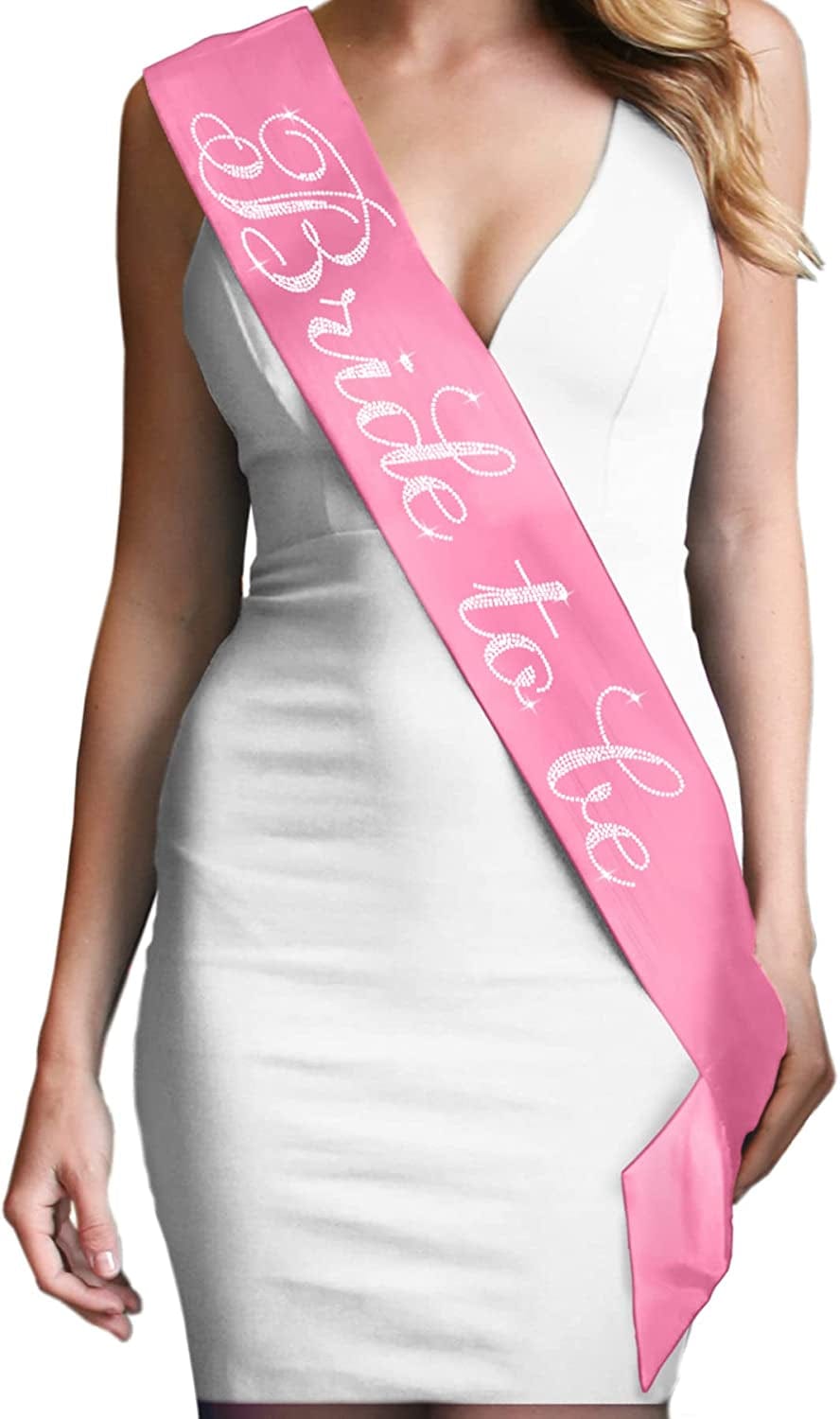Blue Flirty Bride to Be Sash - Premium BRIDAL GRADE SATIN & Real CRYSTAL Rhinestone Bride to Be Satin Sash - Bachelorette Accessory Bride Gift - Classic Royal Blue Sash(Flrty B2B) Apparel & Accessories > Clothing Accessories > Sashes RhinestoneSash A: Pink (Bride To Be) One Size Fits Most 