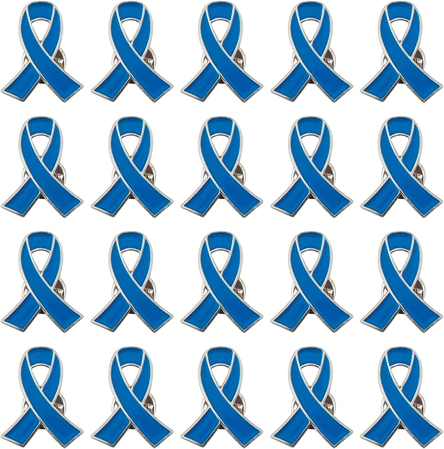 Blue Ribbon Pin, 10 Pcs Awareness Ribbons Lapel Pins Hope Brooch Enamel Jewelry Pins for Man or Women Blue / 20