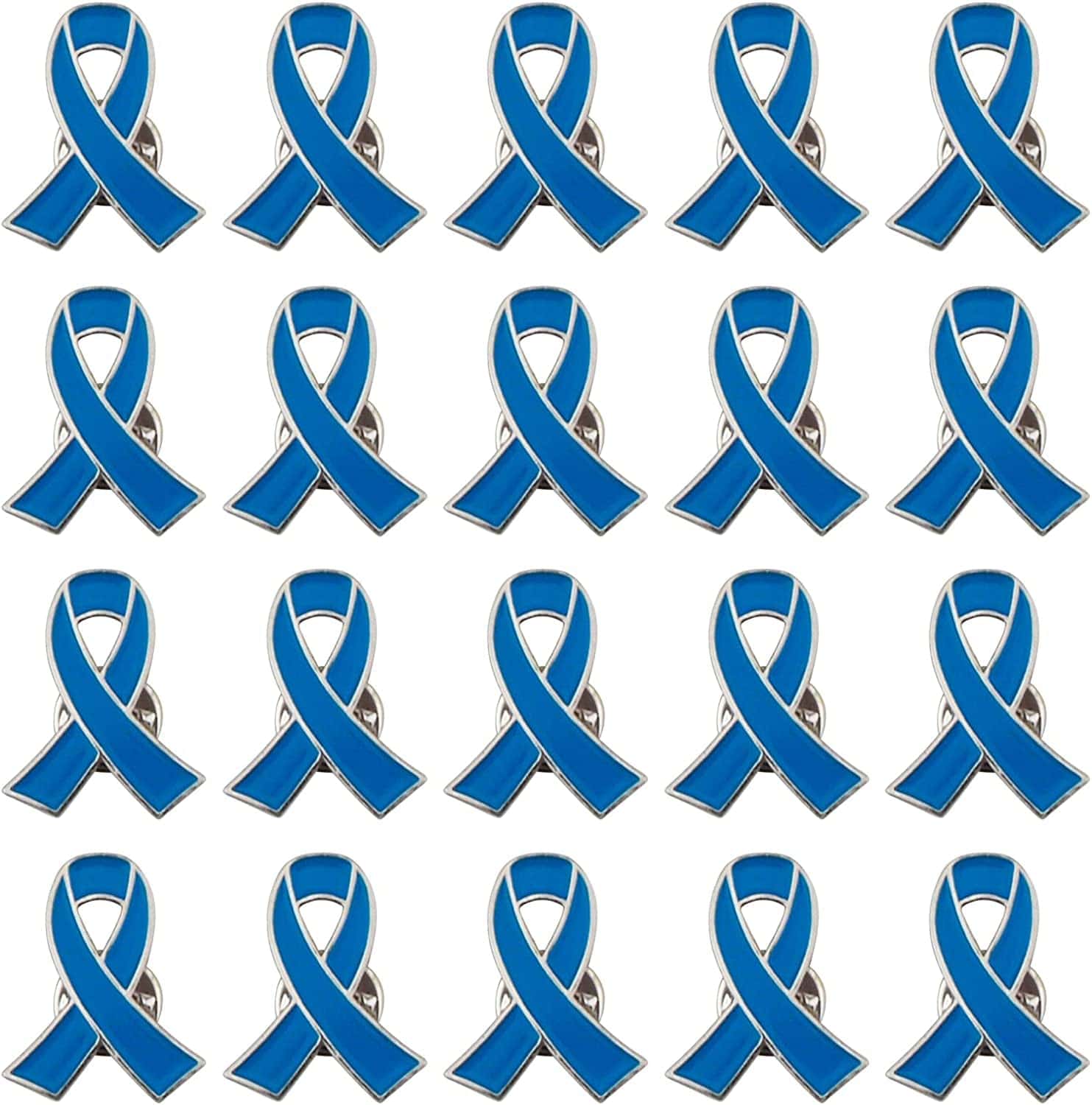 Blue Ribbon Pin, 10 Pcs Awareness Ribbons Lapel Pins Hope Brooch Enamel Jewelry Pins for Man or Women Blue / 20