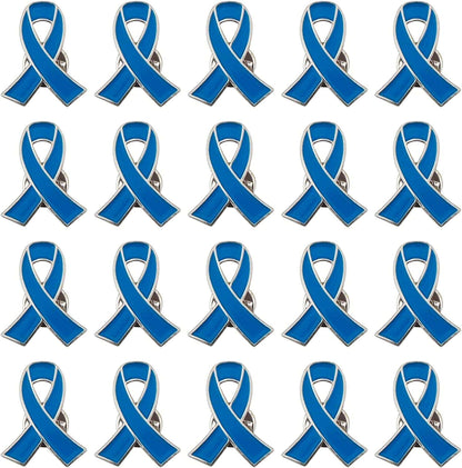 Blue Ribbon Pin, 10 Pcs Awareness Ribbons Lapel Pins Hope Brooch Enamel Jewelry Pins for Man or Women Blue / 20