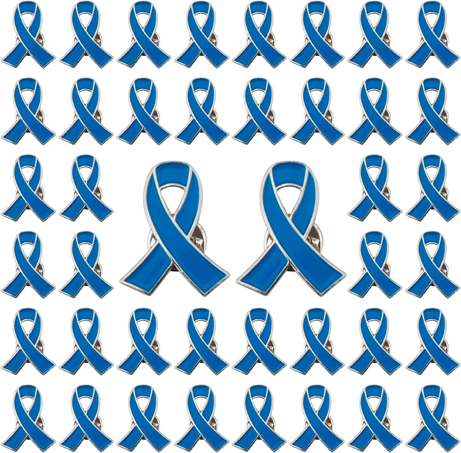 Blue Ribbon Pin, 10 Pcs Awareness Ribbons Lapel Pins Hope Brooch Enamel Jewelry Pins for Man or Women Blue / 50