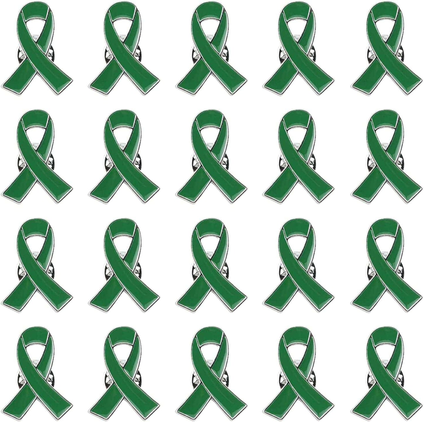 Blue Ribbon Pin, 10 Pcs Awareness Ribbons Lapel Pins Hope Brooch Enamel Jewelry Pins for Man or Women Green / 20
