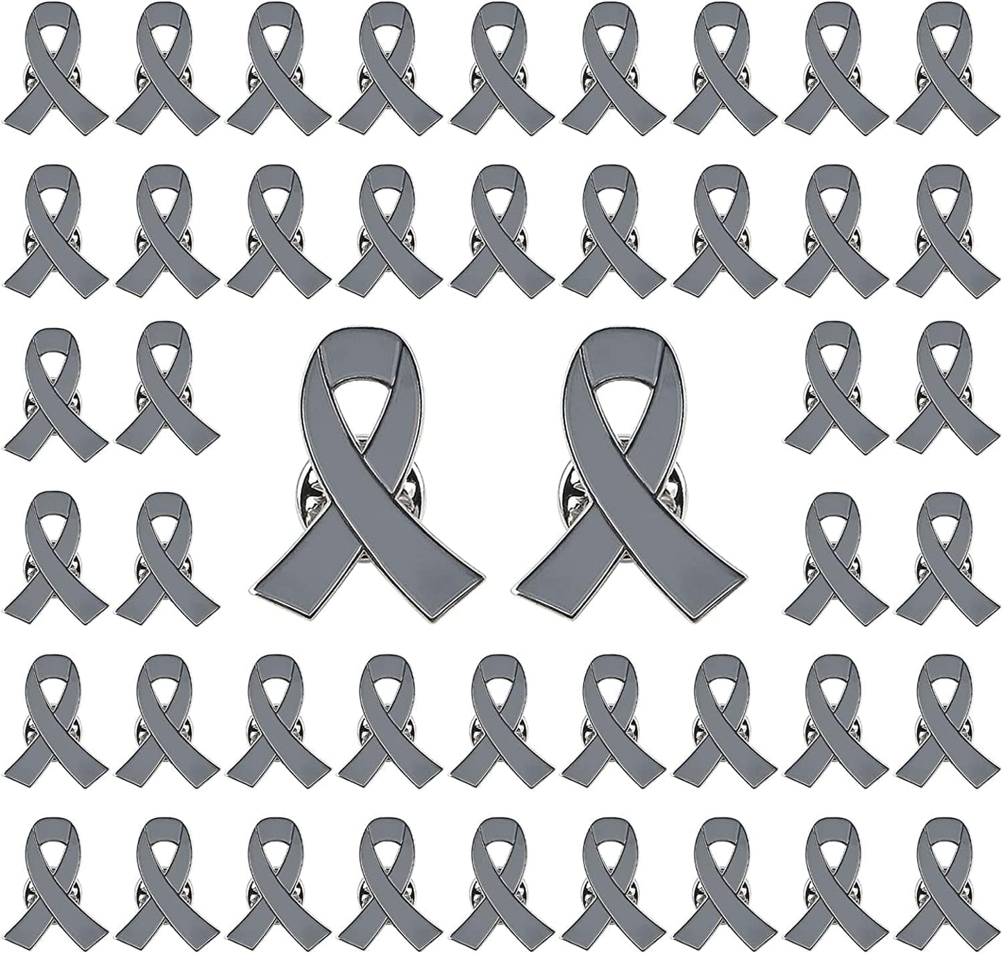 Blue Ribbon Pin, 10 Pcs Awareness Ribbons Lapel Pins Hope Brooch Enamel Jewelry Pins for Man or Women Gray / 50