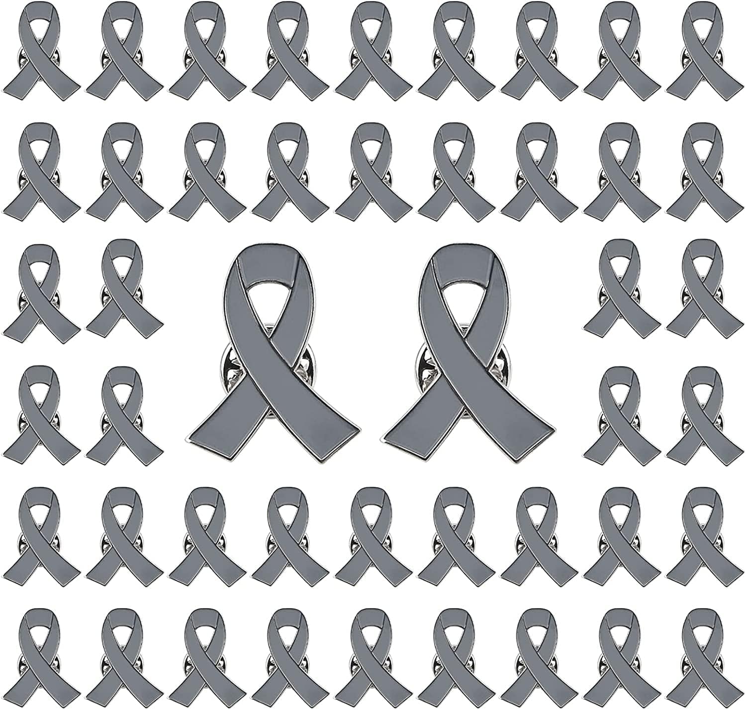 Blue Ribbon Pin, 10 Pcs Awareness Ribbons Lapel Pins Hope Brooch Enamel Jewelry Pins for Man or Women Gray / 50