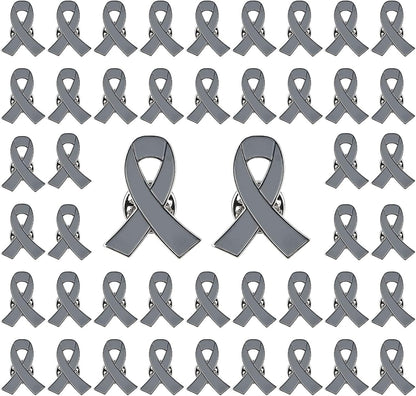 Blue Ribbon Pin, 10 Pcs Awareness Ribbons Lapel Pins Hope Brooch Enamel Jewelry Pins for Man or Women Gray / 50