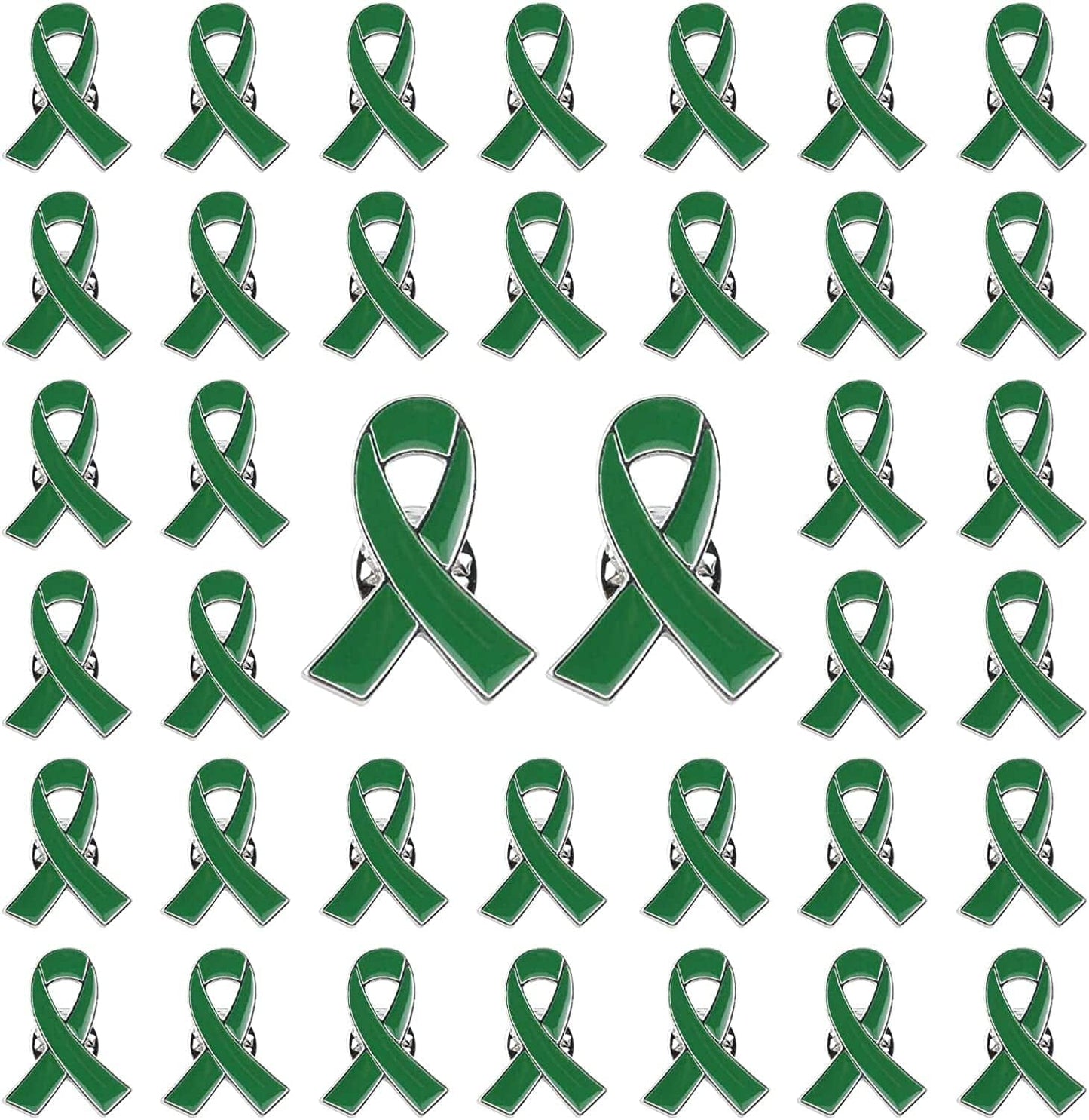 Blue Ribbon Pin, 10 Pcs Awareness Ribbons Lapel Pins Hope Brooch Enamel Jewelry Pins for Man or Women Green / 50