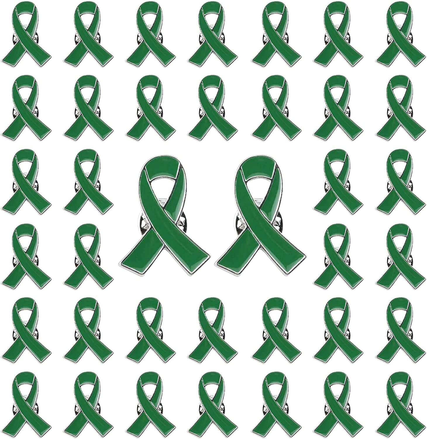 Blue Ribbon Pin, 10 Pcs Awareness Ribbons Lapel Pins Hope Brooch Enamel Jewelry Pins for Man or Women Green / 50
